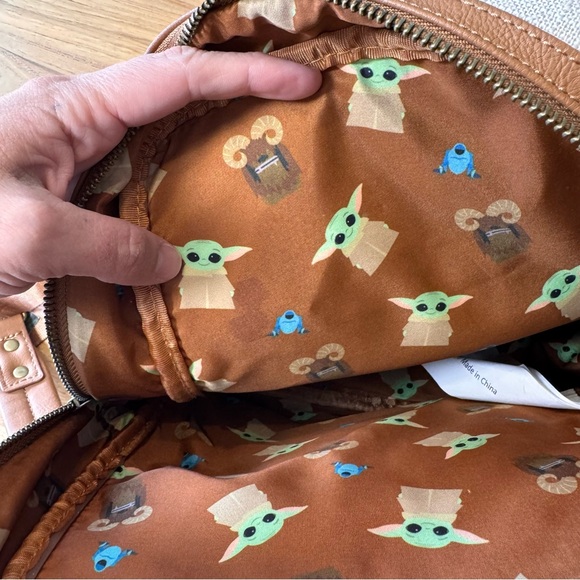 Star Wars Loungefly Backpack Bag Baby Yoda Grogu Mandalorian Moveable Ears - Picture 8 of 13